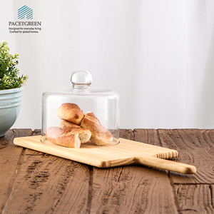 PACETGREEN in vetro Cloche per torta con pane a prova di polvere a forma di sfera a forma di cupola Base in legno per bancone da cucina e Display da tavolo - Product Image 4