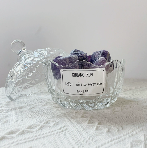 Coupe Couronne + Pierre de Cristal Violet Blanc