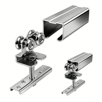Kit d'accessoires de roulettes et poulies coulissantes pour système de porte de garage suspendue à rail en acier au design moderne (anti-rouille) pour entrepôt et hôtel