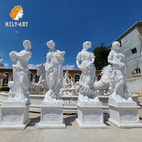 Esculturas de Dama de las Cuatro Estaciones en Mármol Blanco MILY, Estilo Europeo, Talladas a Mano para Jardín o Villa