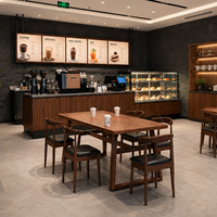 Ensemble de meubles de restauration commerciale, tailles variées et couleurs personnalisables, idéal pour les cafés et les services de traiteur
