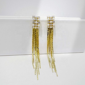 high quality plata 925 sterling <b>silver</b> trending tassel <b>earring</b> custom girls 14k gold korean party bridal pearl <b>long</b> <b>earrings</b> - Product Image 3