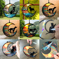 Vente chaude personnalisé acrylique affiche bricolage chien chat pendentif lune fenêtre mémorial cadeau décorations de noël papier carton impression