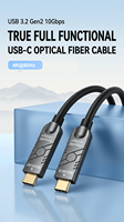 Cable de Fibra Óptica USB C 4K 60Hz, USB3.2 Gen2 10Gbps, Sincronización de Datos, Carga Rápida PD60W, Chapado en Oro, para TV HD, Monitor, Computadora