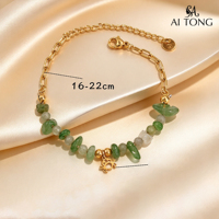 Bracelet en acier inoxydable plaqué or 18 carats étanche avec breloques en pierres naturelles et coquillages pour femme - Vente en gros, OEM, ODM
