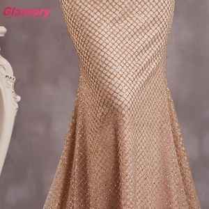 Emas Halterneck Mermaid <span class=keywords><strong>Prom</strong></span> Grosir Gaun Malam Payet Tulle Gaun Malam - Product Image 5