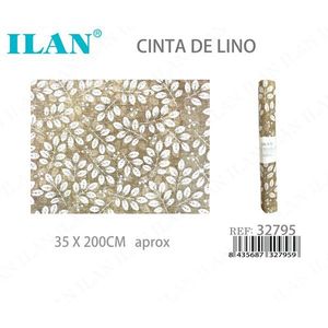 Nastro di Lino Ilan 35 X 200Cm con Motivo a Foglie Decorativo - Product Image 1