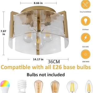 Iluminación en Stock: Lámpara LED Moderna Dorada con Pantalla de Cristal para Entrada/Baño, Montaje en Superficie para Techo de Dormitorio (Especificaciones de EE. UU.) - Product Image 2