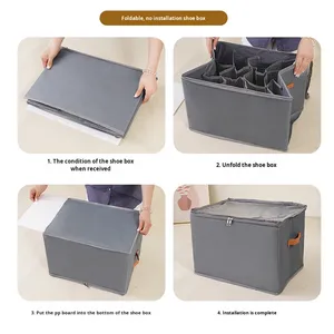 Boîte de <span class=keywords><strong>rangement</strong></span> pour chaussures de bureau pliable en tissu rectangulaire moulé par injection moderne, 5 couches, compartiments multifonctionnels - Product Image 5