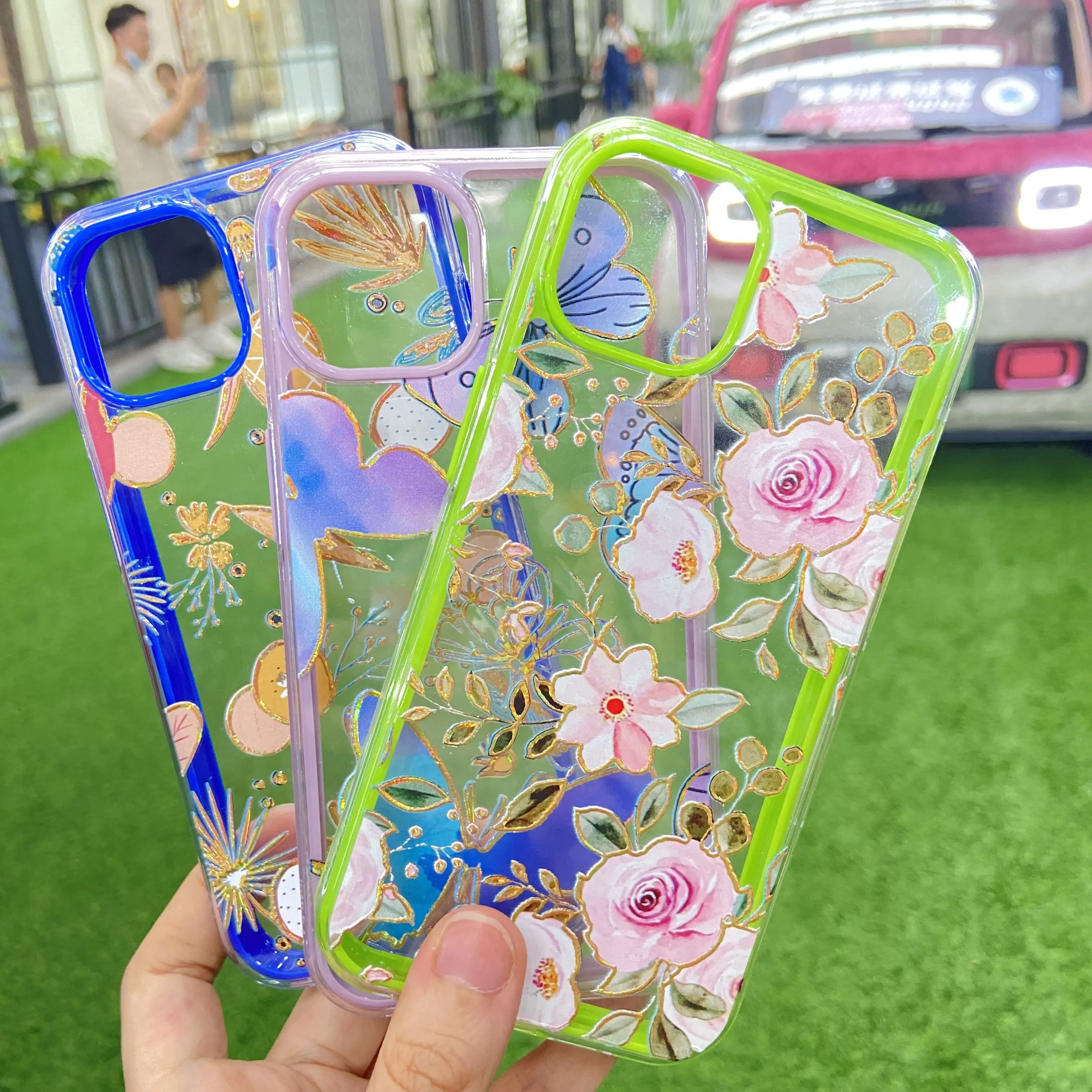 fundas para celular custom flower phone cases for iphone 13 pro max 12 11 colorful frame pc tpu mobile phone back cover