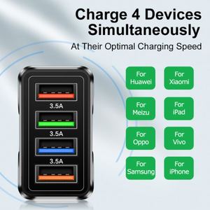 Chargeur de téléphone portable lumineux 5V3.1A à 4 ports, chargeur rapide de voyage pour iPhone et Android, compatible avec les montres intelligentes - Product Image 6