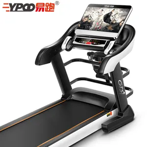 Mesin lari kebugaran OEM YPOO harga pabrik penjualan laris treadmill elektrik gym rumah semi komersial dengan aplikasi YPOOFIT