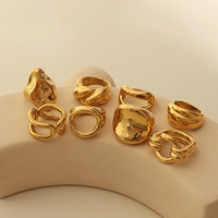 Fine Halo Arc Anneau 304 En Acier Inoxydable Bijoux De Mode Étanche PVD Plaqué Or Cercles Fondus Chubby Dôme Anneau Unisexe