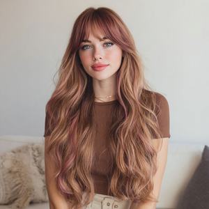 Moda SMILOC nuovo temperamento sintetico parrucca temperamento marrone dorato rosa sfumato capelli ricci modello femminile Sm558 - Product Image 5