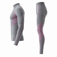 Conjunto de Ropa Interior Térmica sin Costuras para Hombre, Camiseta de Manga Larga con Cuello Alto y Leggings Elásticos, Ropa Deportiva para Esquí y Ciclismo
