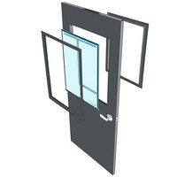 Porte en acier et verre coupe-feu 20-180 minutes, certifiée WH, pour usage commercial intérieur, design minimaliste pour hôpitaux et entrepôts