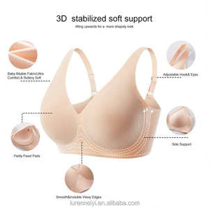 Suministro Directo de Fábrica - Sujetador sin Costuras para Mujer, Talla Grande, sin Forro, Tejido Transpirable, Antideslizante, Copa Completa, con Efecto Push-Up - Product Image 5