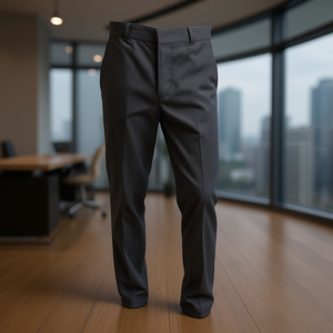 Pantaloni Chino a Righe da Uomo Paloma, Vita Alta, Chiusura con Bottoni, Anti-Piega, Colore Lavato, Taglia XL, Vestibilità Dritta, per l'Autunno - Product Image 2