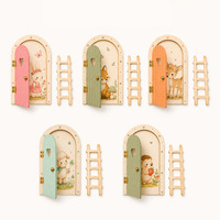 Kit de porte de fée miniature en bois, porte d'elfe ouvrable, tapis miniature, accessoires de jardin miniature