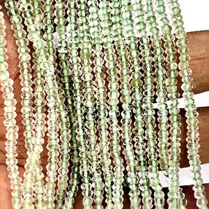 Perles Rondelles d'Améthyste Verte Naturelle Facettées en Gros (environ) Perles de pierres précieuses en quartz de 4 mm, brin de 14 pouces - Product Image 1