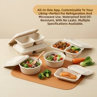 Ensemble de vaisselle jetable en bagasse personnalisé, biodégradable, en fibre de canne à sucre, bol, assiette, récipient alimentaire, zéro déchet, camping, étanche