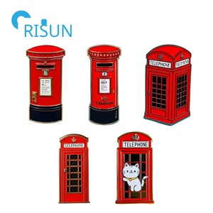 Pin de caja de teléfono rojo esmaltado de Metal DE RECUERDO DE Londres británico, Pin de solapa de caja de <span class=keywords><strong>Correo</strong></span> Real de Londres personalizado, Pin de caja de correos personalizado - Product Image 1