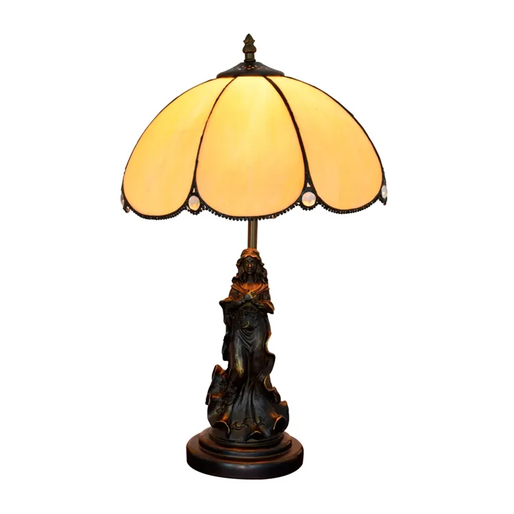 12 inch European simple yellow classic desk lamp Tiffany Stained Glass Retro bar restaurant children bedroom bedside table lamp