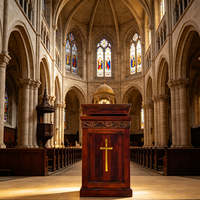 Chaire en bois pour église, podium pour sanctuarium, lieu religieux, événement de baptême, scène de présentation
