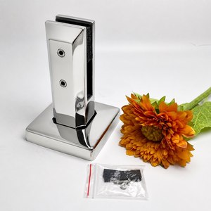 Morsetto per vetro quadrato con finitura riflettente, base a cupola in acciaio inossidabile 304, guarnizione in gomma per copertura ringhiera in vetro per centri commerciali - Product Image 1