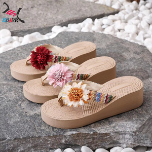 Sandalias de Mujer con Plataforma y Tacón Alto, Estilo Étnico, con Cordones de Cáñamo, Diseño Coreano, para Verano, Playa y Aire Libre - Product Image 1