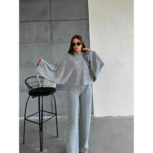 Hooded <b>Knit</b> <b>Set</b> 1509 - Gray - Product Image 2