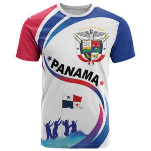 Camiseta Panamá Personalizada Arpía Águila Pájaro Grunge Estilo Panamá Día DE LA Independencia Bandera Estampado Cuello Redondo Hombres Camiseta de Gran Tamaño - Product Image 5
