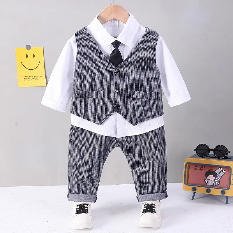 子供夏春ダブルブレストスーツセット男の子ハンサムブレザーパンツ2ピース服セットキッズパフォーマンスパーティーコスチューム