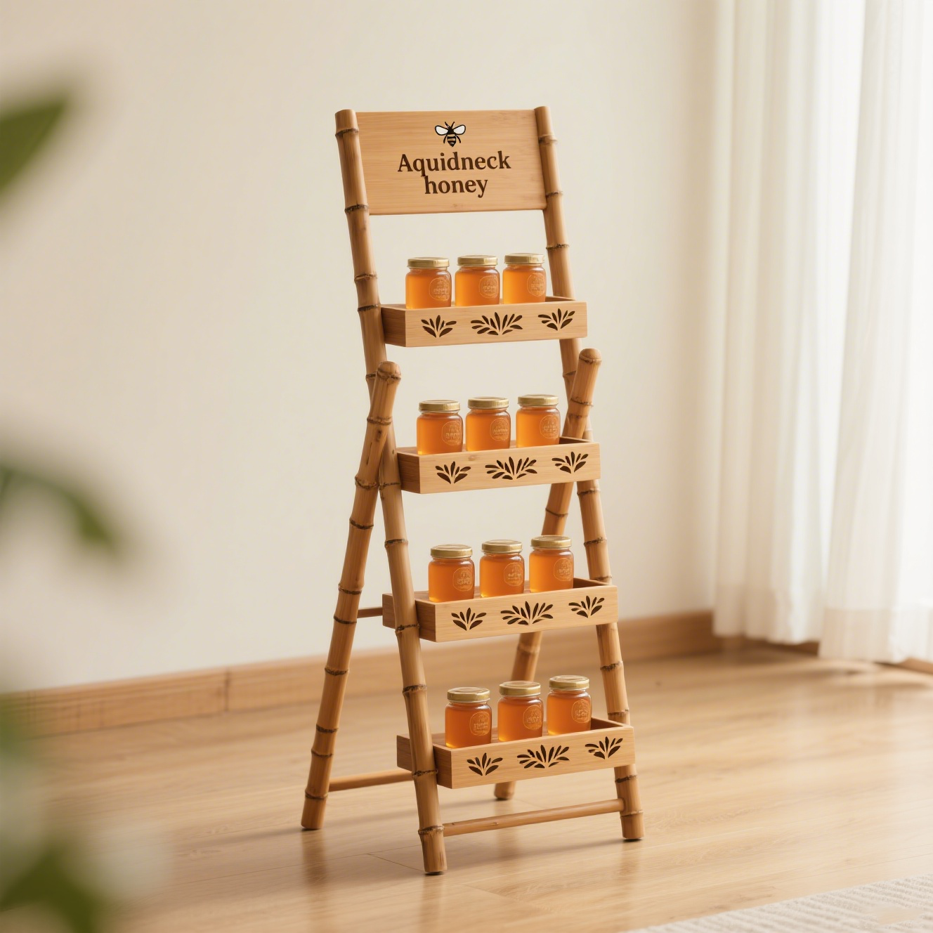 Apache Custom Wood 5-layer Honey Jar Display Racks for Honey Specialty Shop — view 3