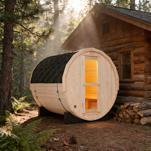 Sauna de Barril de Pino Blanco Sólido Premium para 2 Personas - Sauna Pequeña para Jardín Exterior con Superficie con Protección UV - Product Image 2