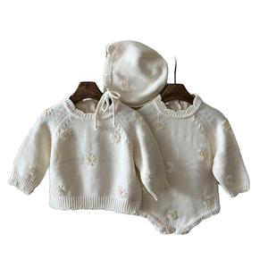 Suéteres de Otoño Invierno para Bebés, Lindos y Frescos, con Capucha, Antipilling, de Algodón Puro, a la Moda, para Niñas, Top, Pelele y Gorro - Product Image 1