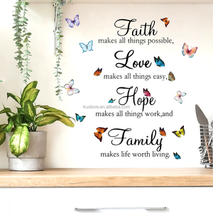 Proverbes étrangers Slogan inspirant papillon fleur Stickers muraux Studio porche décoration papier peint autocollants auto-adhésifs - Product Image 1