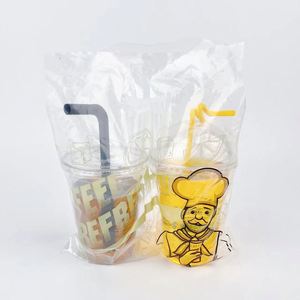 Bolsas de Plástico Transparentes Recicladas para Llevar Bebidas de Café, Té con Leche, con Logotipo Personalizado - Product Image 4
