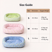 Canapé-lit pour animaux de compagnie, chien et chat, floral, toutes saisons, coussin doux, nid douillet avec tissu ultra-doux en cristal et rembourrage en coton pour une utilisation en intérieur