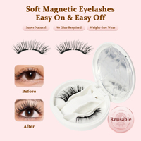 Faux cils sans colle, cinq paires, cils magnétiques doux, cils naturels effilés avec étui de rangement portable, certifiés GMPC