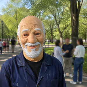 Masque en latex réaliste de vieil homme, style Oncle Milo, visage <span class=keywords><strong>chauve</strong></span>, barbe blanche, rides, masque intégral pour Halloween, durable - Product Image 5