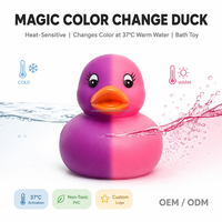 40 ° Canard en caoutchouc changeant de couleur à l'eau chaude, jouet de bain sûr en PVC souple, sensible à la température, jouets de baignoire pour enfants, logo personnalisé