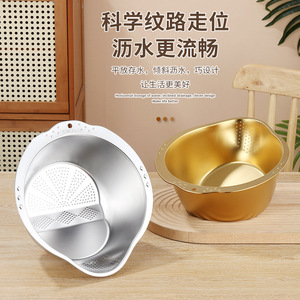 304 Stainless Steel Rice Washing Basin Colander Drainer Kitchen Vegetable Strainer Silver Gold Color - Product Image 1