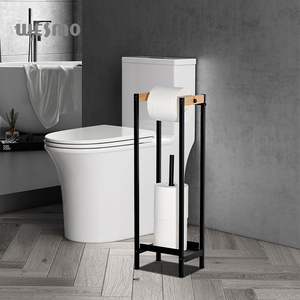 <span class=keywords><strong>Portarotolo</strong></span> Multifunzione Moderno <span class=keywords><strong>in</strong></span> Ferro Nero+<span class=keywords><strong>Legno</strong></span>, Regolabile e Lavabile, per Bagno - Product Image 2