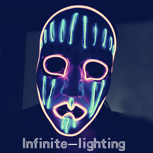 Light up Joker Mask Puppet Máscara facial pintada, azul y rojo - Product Image 3