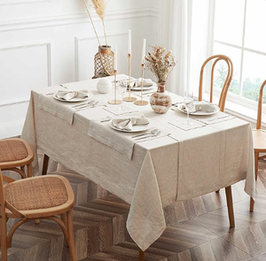 Nuovo <span class=keywords><strong>Design</strong></span> Tovaglia in Lino Fatta a Mano per Matrimoni, Elegante Blu per Picnic, Tovaglie all'Ingrosso - Product Image 2