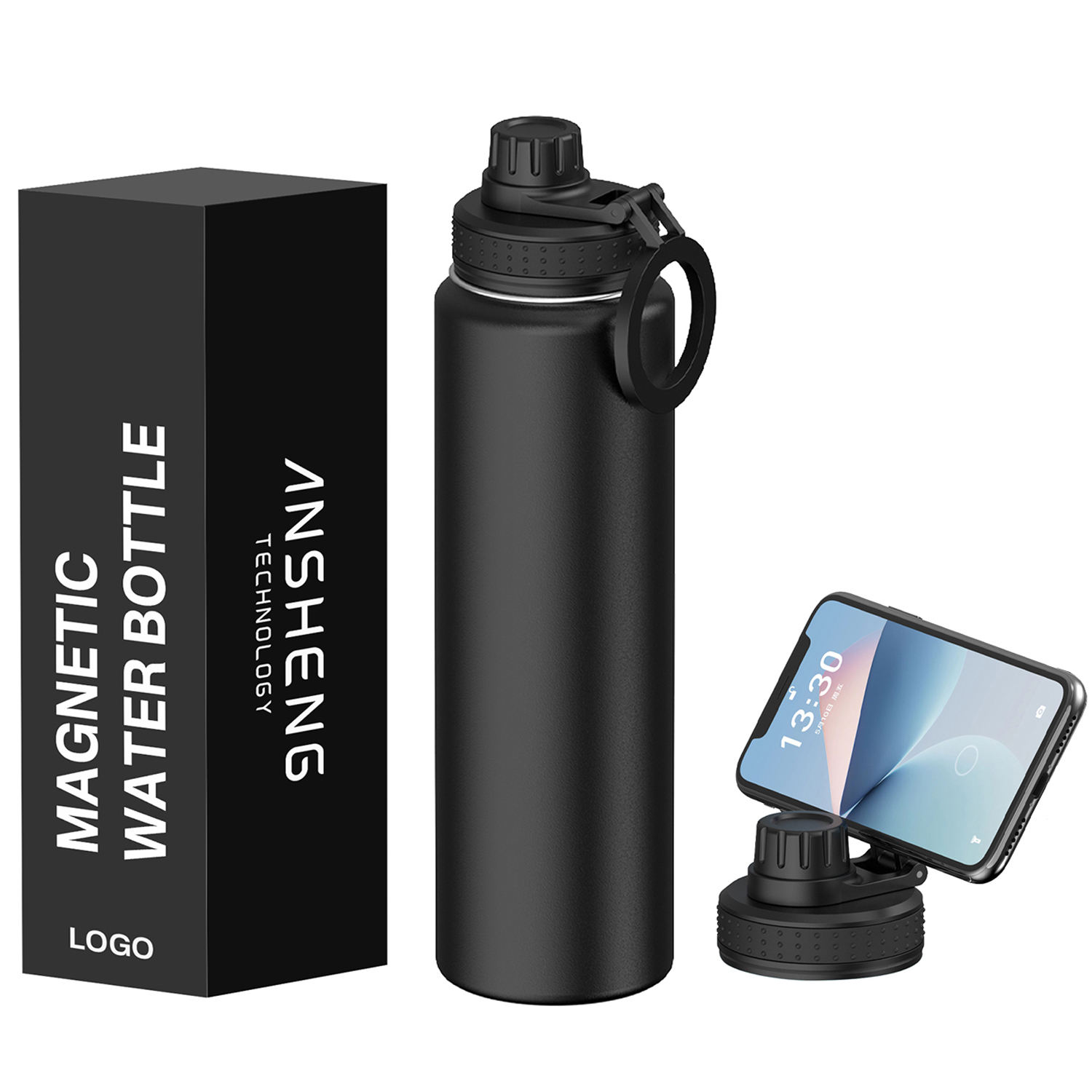 Gym Sports Thermos with Magnetic Phone Holder 22oz