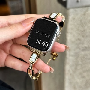 Correa de lujo Upro con patrón de mármol y eslabones metálicos para Apple Watch, pulsera para mujer con dijes, compatible con iWatch de 42mm, 44mm, 45mm y 49mm - Product Image 1