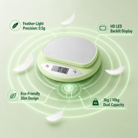 Báscula Digital de Cocina Verde Menta, Alta Precisión, Electrónica, para Alimentos, con Pantalla LCD, para Hornear, Cocinar, Uso Doméstico, Unidades de Medida Precisas