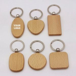 Llaveros de Madera Clara para Grabado Láser, Ecológicos, Duraderos, Personalizables, con Anillo, Accesorios DIY sin Acabado para Manualidades - Product Image 1